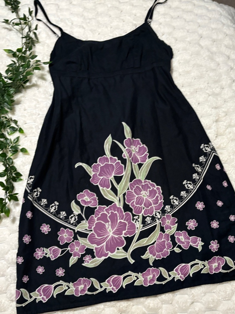 Reitmans Black A-Line Skirt with Pink Floral Print
